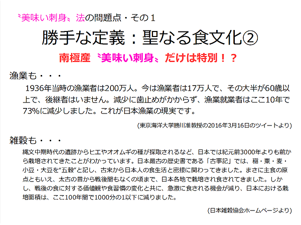 〝美味い刺身〟法は廃止を！